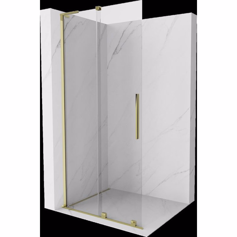 MEXEN/S - Velar L Sprchová zástena posuvná Walk-in 90 x 200, transparent 8 mm, zlato 871-090-003-03-50