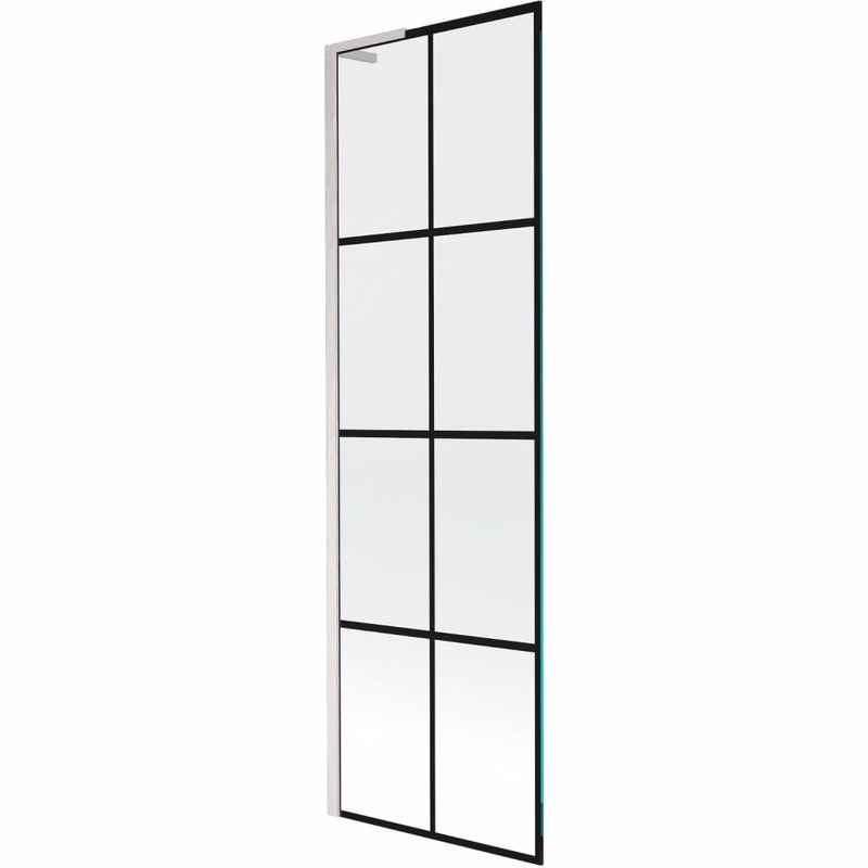 MEXEN/S - Next L vaňová zástena FIX 60 x 150, čierna vzor, nikel kartáčovaná 895-060-000-03-77-97