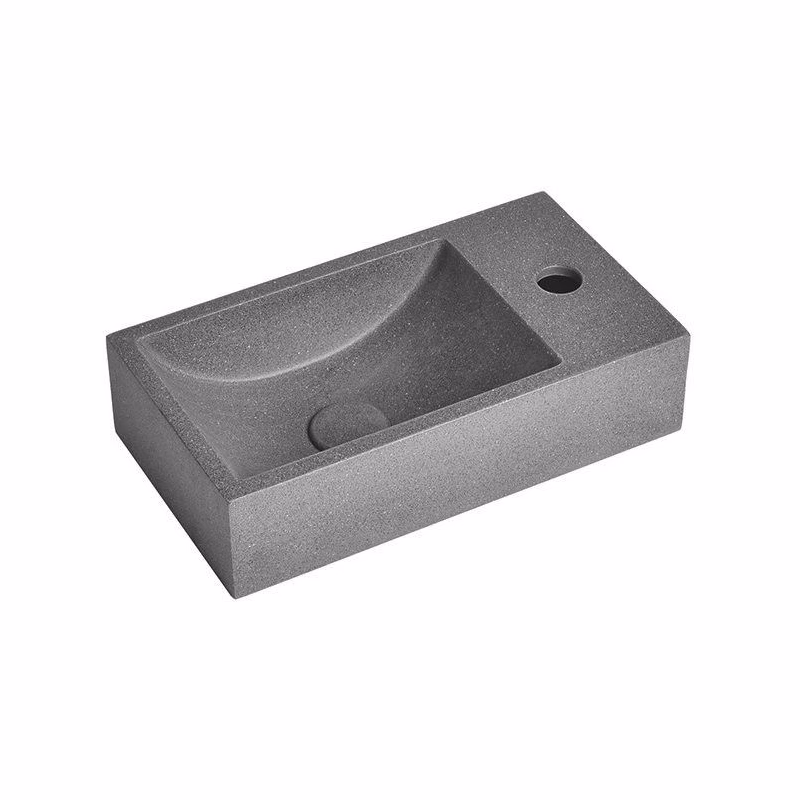 SAPHO - CREST R betónové umývadlo vrátane výpuste, 40x22cm, čierny granit AR409