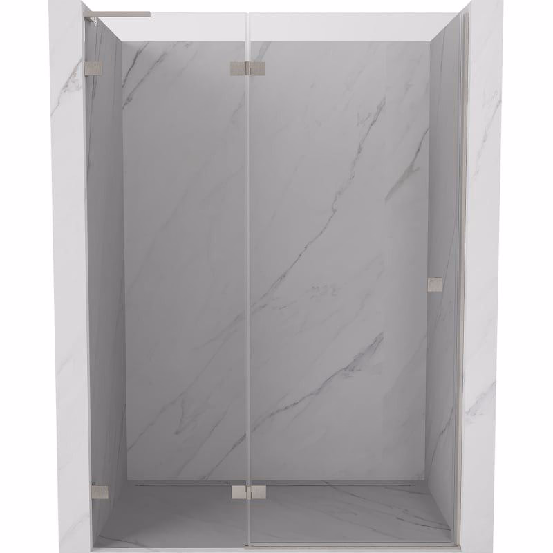 MEXEN/S - Lunar L sprchové dvere krídlové ľavé 130, transparent, nikel kartáčovaný 834L-130-000-97-00-L