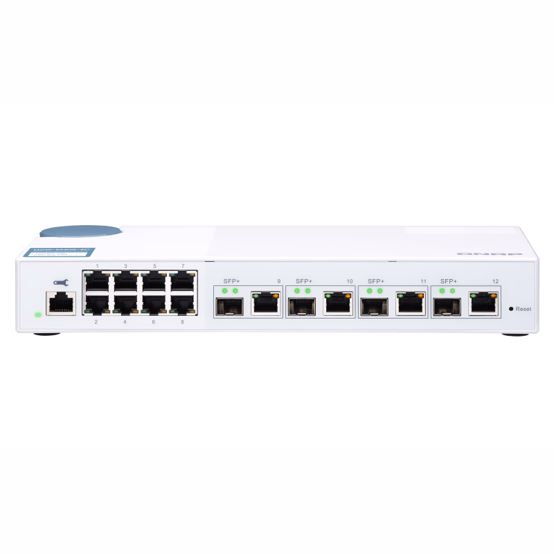 QNAP riadený switch QSW-M408-4C (12 portov: 8x Gigabit port + 4x 10G SFP+ / 10GbE kombo porty)