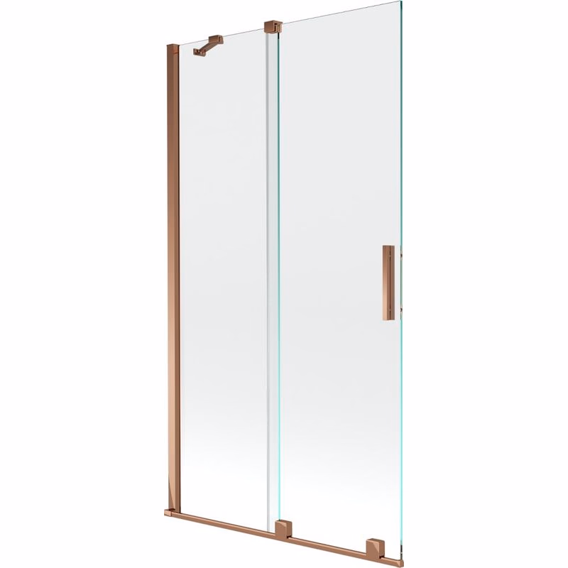MEXEN/S - Velar Dvojkrídlová posuvná vaňová zástena 100 x 150, transparent, růžové zlato 896-100-000-01-60