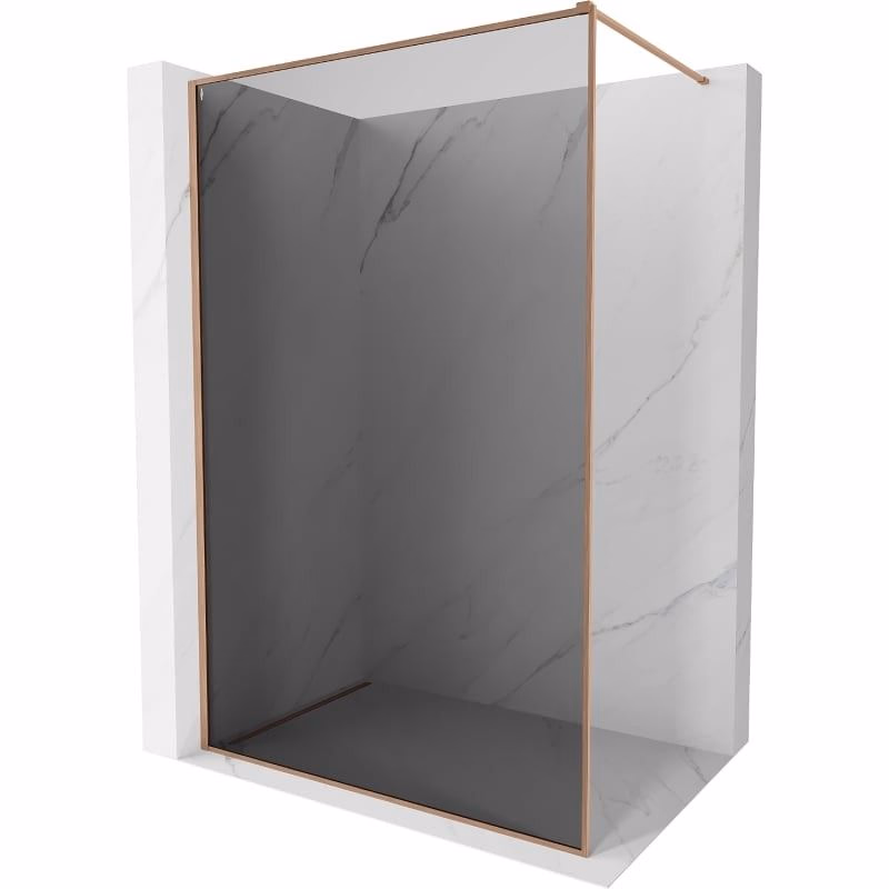 MEXEN/S - Kyoto-XF Sprchová zástena WALK-IN s rámom 50 x 202, grafit 10 mm, meď kartáčovaná 800-050-104-65-40-X