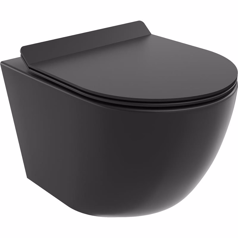 MEXEN/S - Lena Závesná WC misa Rimless Tornado vrátane sedátka s slow slim, duroplast, čierna mat 30220185T