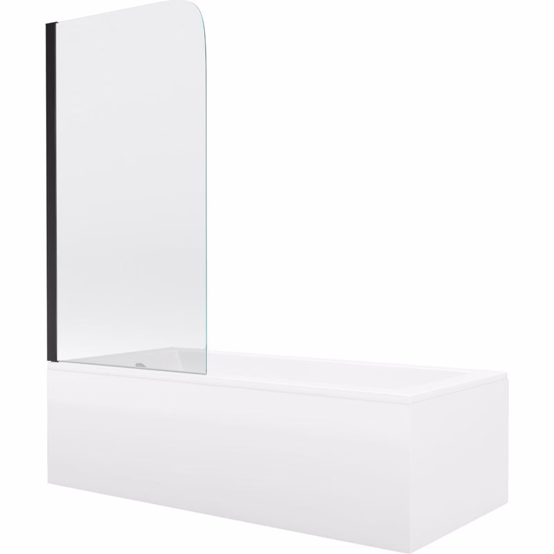 MEXEN/S - Cubik obdĺžniková vaňa 150 x 70 cm s panelom + vaňová zástena 70, transparent, čierna 550315070X9007017000