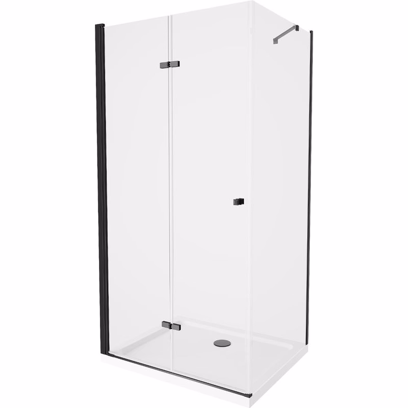 MEXEN/S - Lima sprchovací kút 80x90, transparent, čierna + biela vanička so sifónom 856-080-090-70-00-4010B
