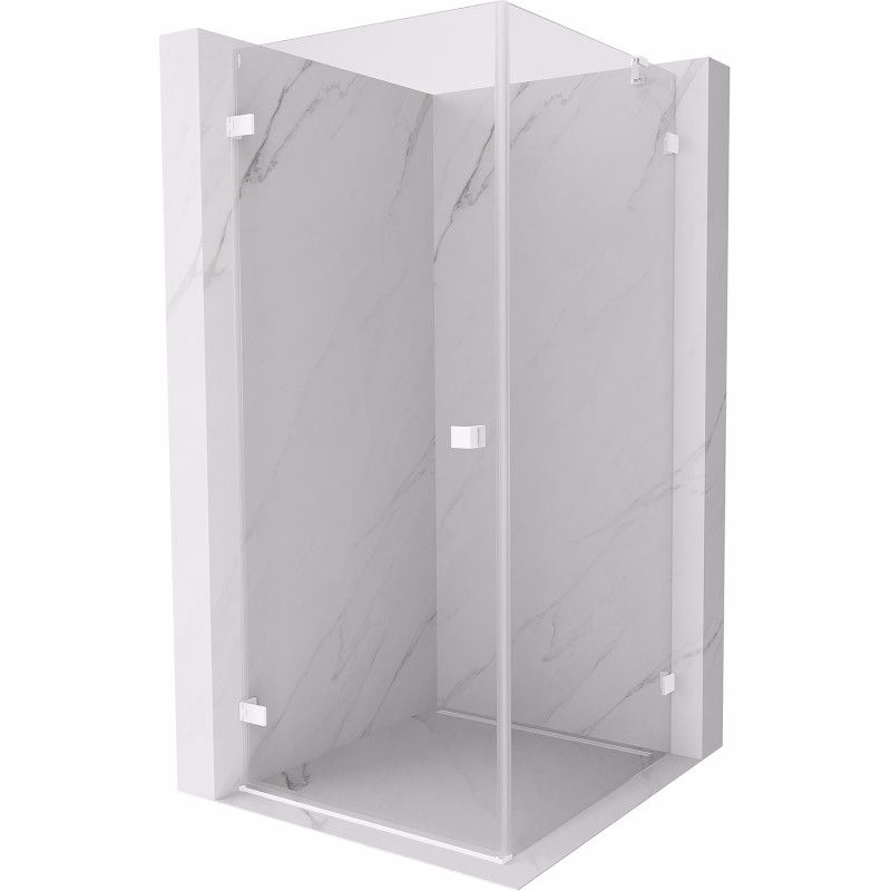 MEXEN/S - Lunar-B sprchovací kút dvere krídlové ľavá 80 x 80, transparent, biela 832-080-080-20-00-L