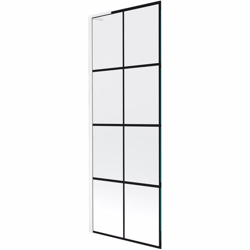 MEXEN/S - Next L vaňová zástena FIX 70 x 150, čierna vzor, biela 895-070-000-03-77-20