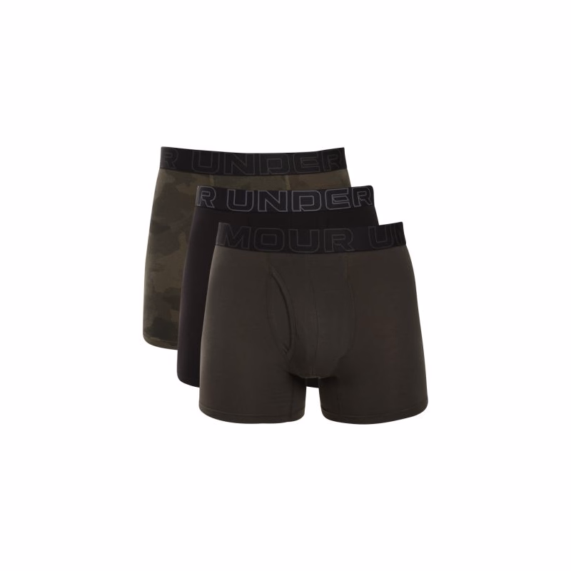 Pánske boxerky UNDER ARMOUR 3 PACK-UA PERFORMANCE COTTON - PRINT 6 inch-GRN