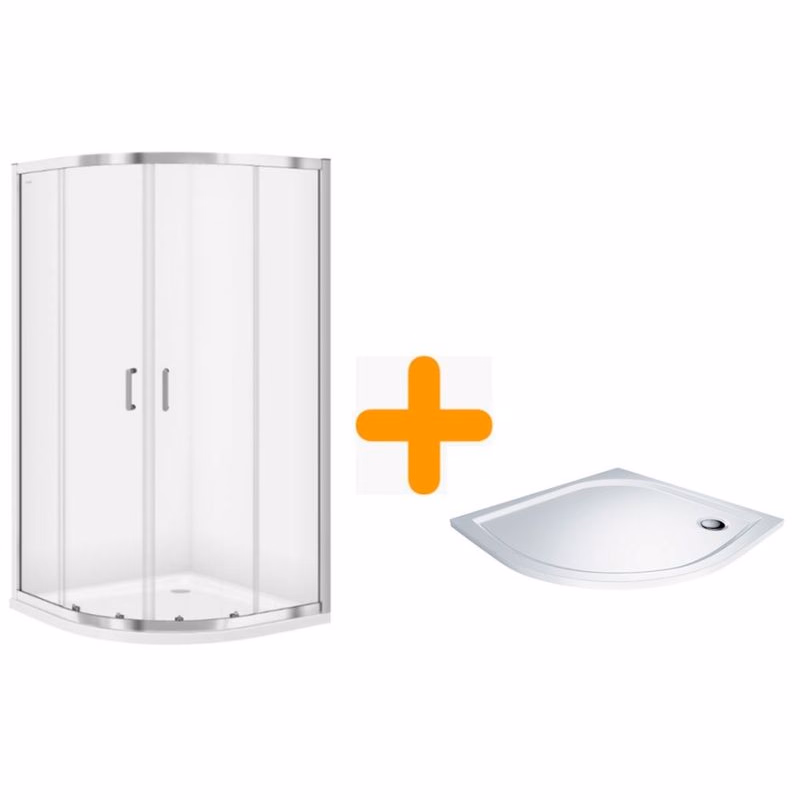 CERSANIT/S - SPRCHOVÝ KÚT ŠTVRTKRUH 90x190 TRANSPARENT SKLO + VANIČKA S154-002-SET1