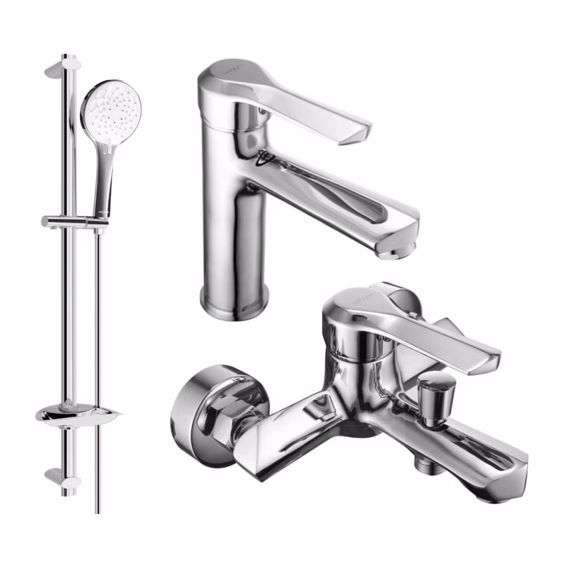 MEXEN/S - Saber DB74 Set umývadlové a vaňové batérie s príslušenstvom, chróm 72103DB74-00