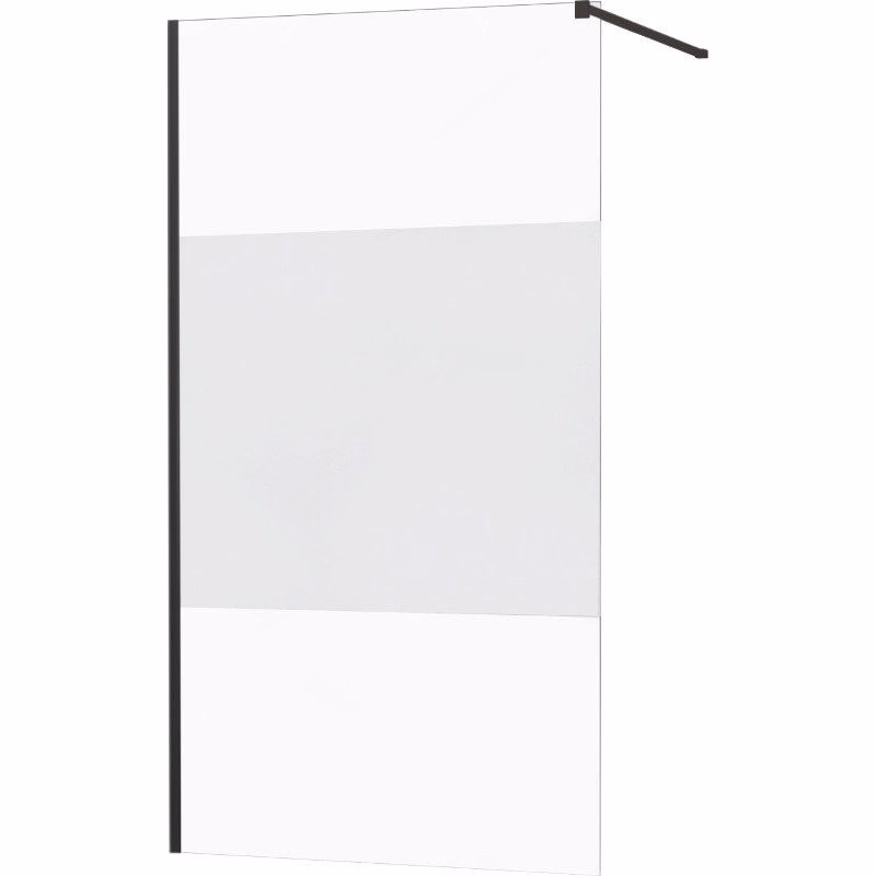 MEXEN/S - KIOTO Sprchová zástena WALK-IN 090x200 cm 8 mm, čierna, Transparent / matné sklo 800-090-101-70-35