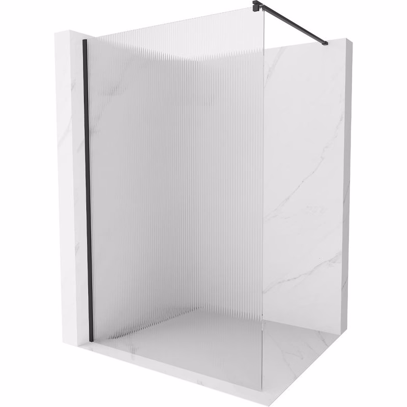 MEXEN/S - Kioto Sprchová zástena WALK-IN 90 x 200, prúžky 8 mm, čierna 800-090-101-70-09