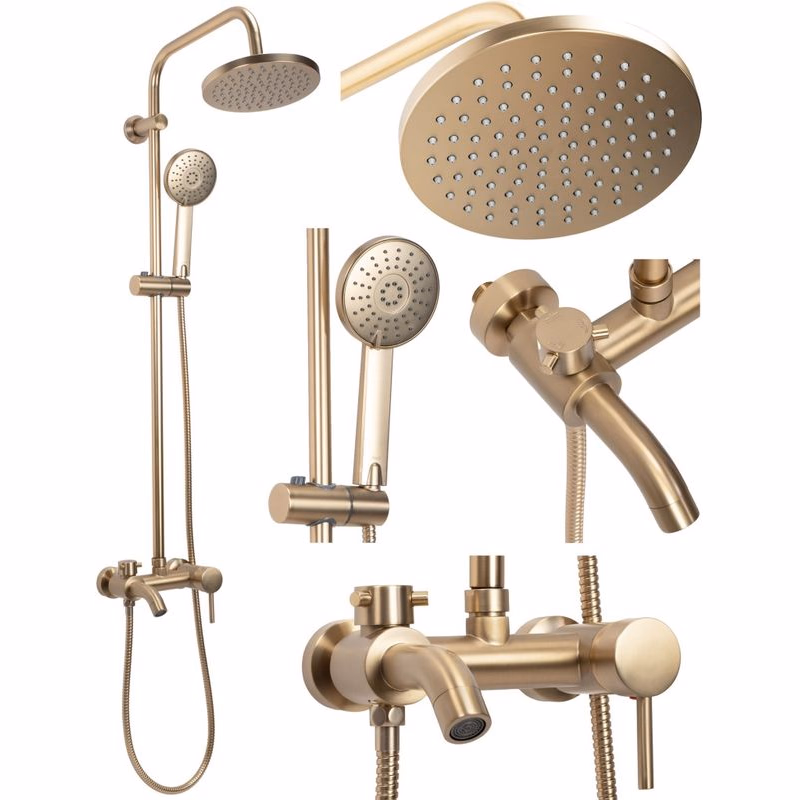 REA REA - Sprchový set s batériou 150mm Luis kartáčované zlato REA-P7051