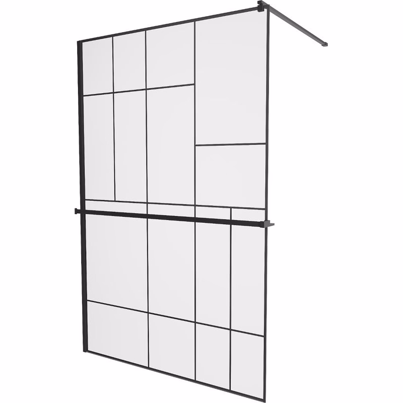 MEXEN/S - KIOTO Sprchová zástena WALK-IN s poličkou a držiakom uterákov 70 x 200, transparent/čierna 8 mm, čierna 800-070-121-70-78