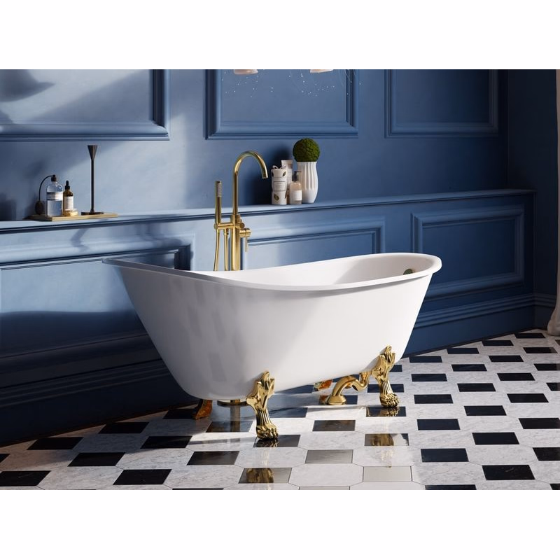 BESCO - Voľne stojaca vaňa OLAYA biela - Nožičky k vani - Chrómové, Rozmer vane - 160 × 68 cm VANOLA160C
