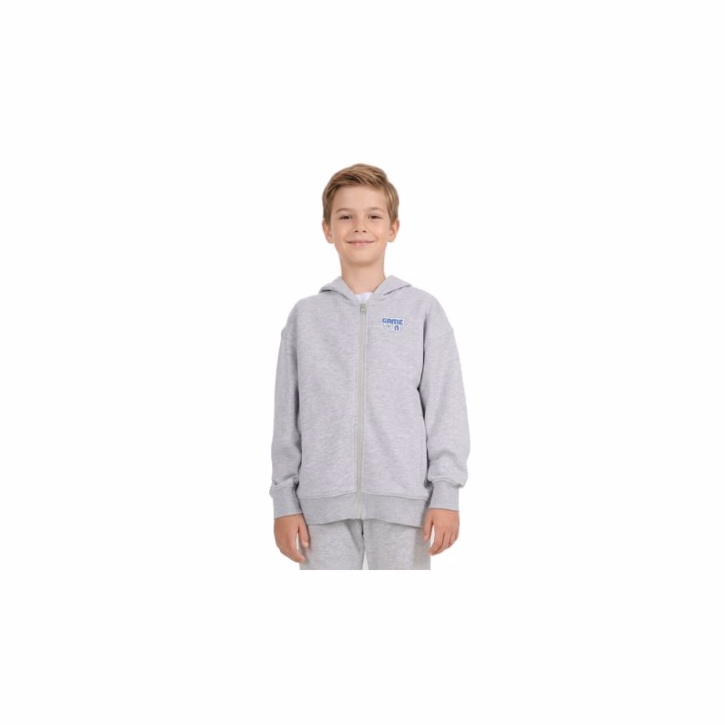 Chlapčenská mikina so zipsom 4F JUNIOR SWEATSHIRT M2326-25M-GREY MELANGE