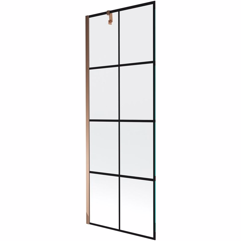 MEXEN/S - Next vaňová zástena FIX 70x150, čierny dekor, růžové zlato 895-070-000-00-77-60