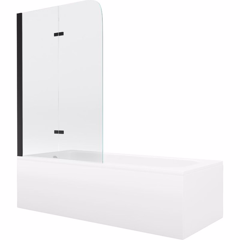 MEXEN/S - Vega obdĺžniková vaňa 150 x 70 cm s panelom + vaňová zástena 100, transparent, čierna 550115070X9010027000