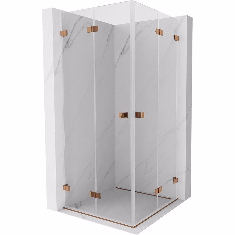 MEXEN/S - Lunar-F Duo sprchovací kút skladacie dvere 70 x 70, transparent, ružové zlato 836-070L-070P-60-00