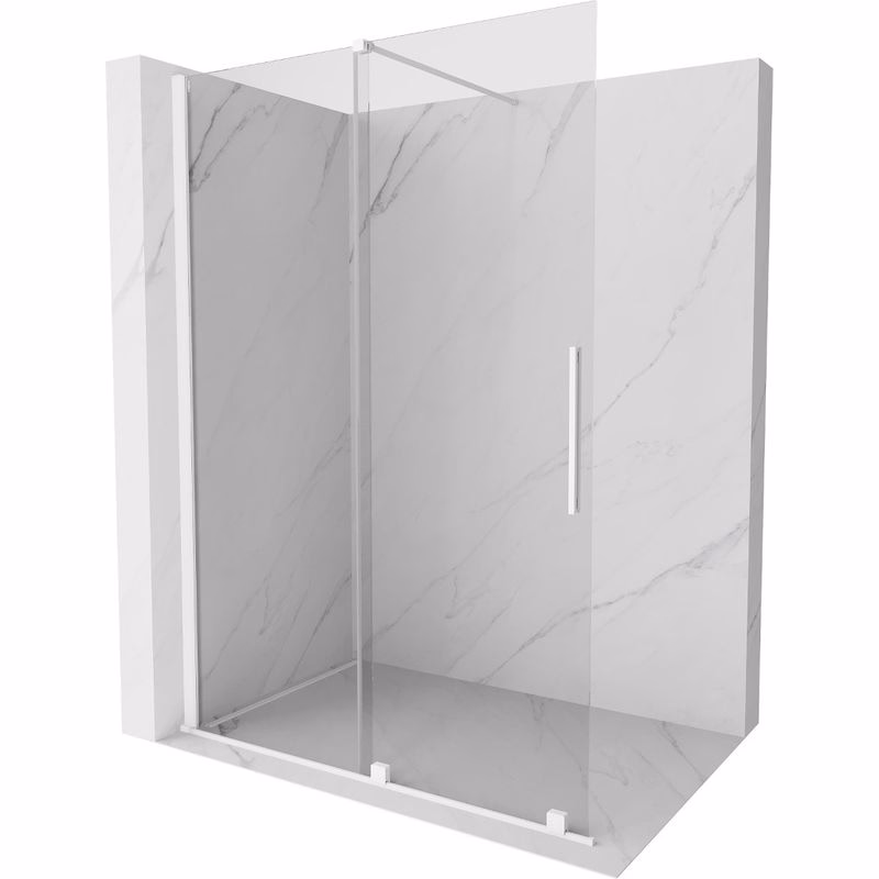 MEXEN/S - Velár posuvné sprchové dvere Walk-in 140, transparent, biela 871-140-000-03-20