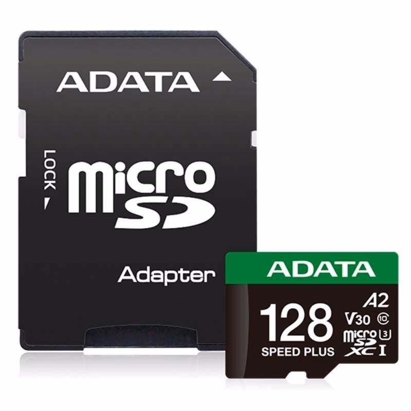 ADATA MicroSDXC karta 128 GB Speed Plus, U3, C10, A2, V30 (R: 180/W: 160 MB/s) + SD adaptér