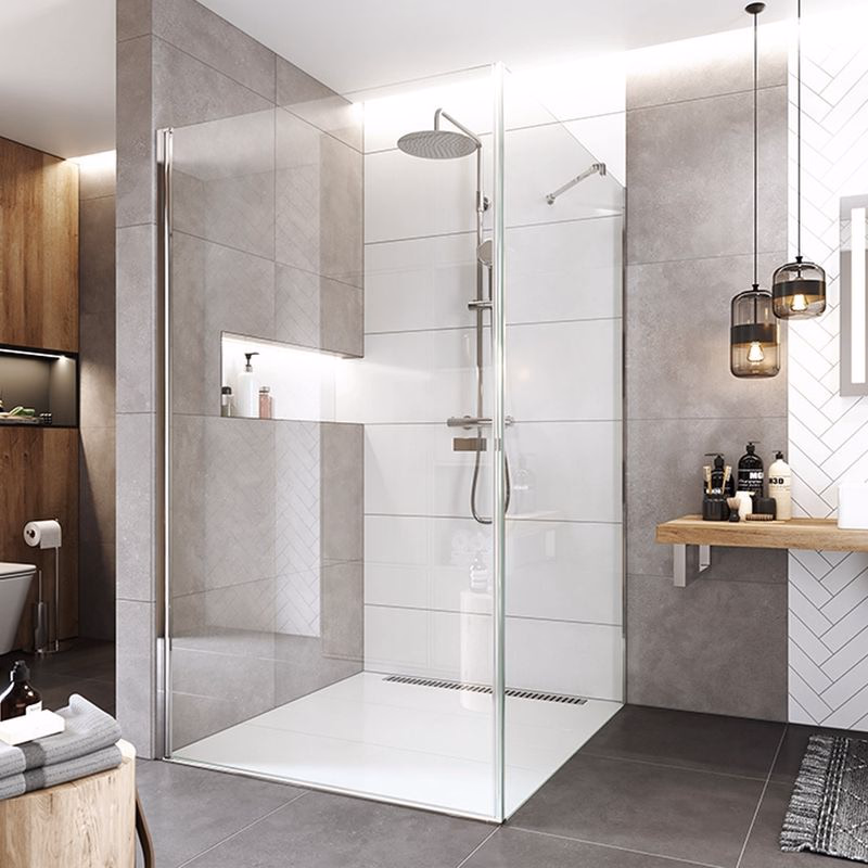 Mereo Sprchovací kút, Novea, štvorec, pivotový, 80x80 cm, chróm ALU, sklo Číre, dvere L/P a pevný diel CK11913Z