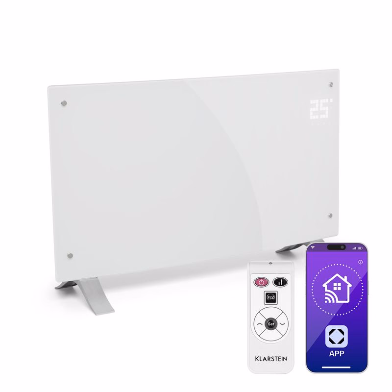 Klarstein Bornholm Curved Smart, konvektor, 2000 W, ovládanie cez aplikáciu, biely