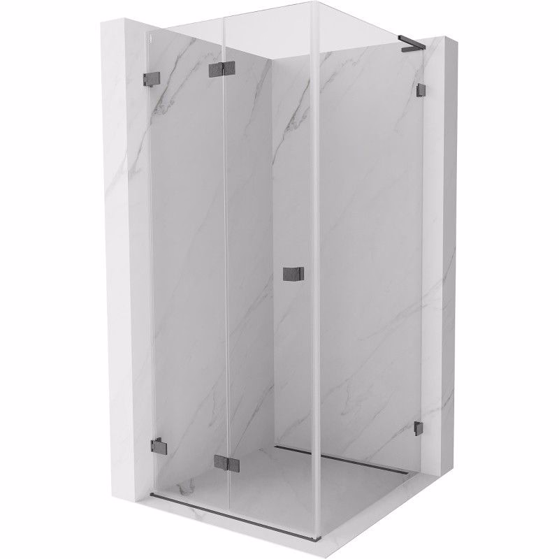 MEXEN/S - Lunar-F L sprchový kút skladacie dvere ľavá 80 x 80, transparent, grafit kartáčovaná 836L-080-080-66-00-L