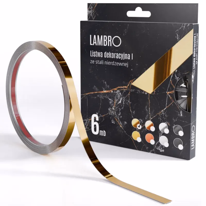 Samolepiaca dekoratívna lišta v rolke 1 cm zlatá 6 bm lesk