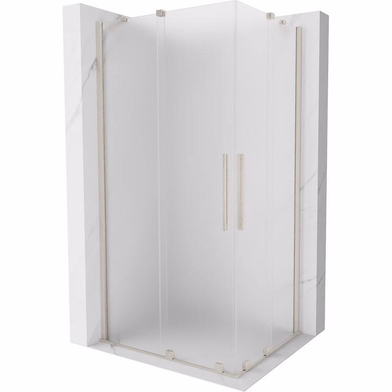 MEXEN/S - Velar Duo sprchovací kút, posuvné dvere 90 x 80, dekor, nikel kartáčovaný 871-090-080-32-97