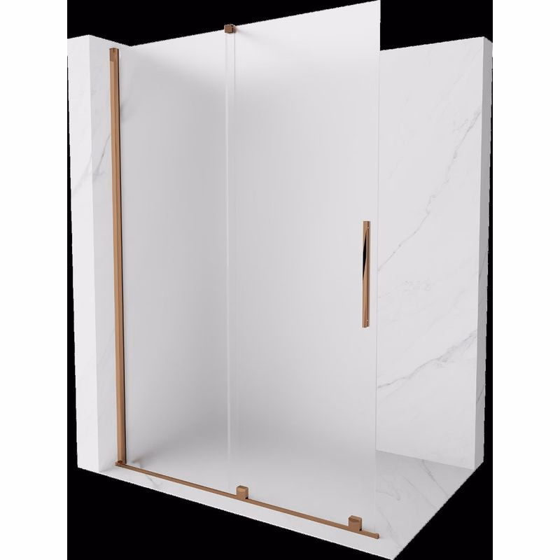 MEXEN/S - Velar Sprchová zástena posuvná Walk-in 130 x 200, dekor 8 mm, ružové zlato 871-130-000-33-60