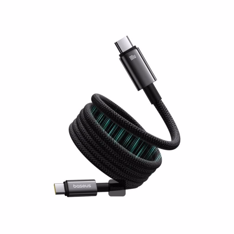 Baseus dátový magnetický kábel Tungsten Gold USB-C/USB-C 1m 100W čierny