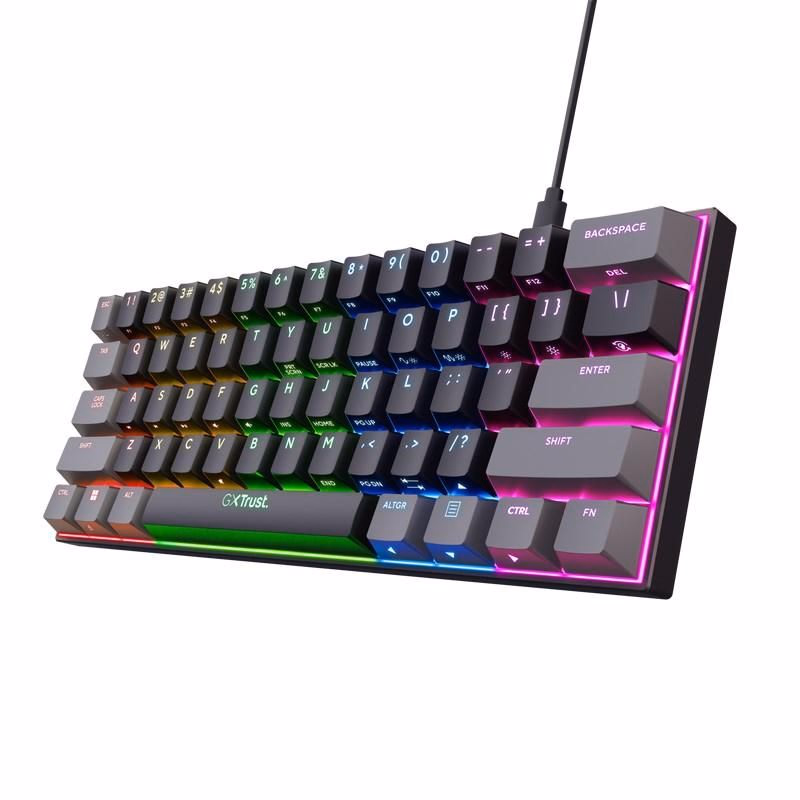 TRUST klávesnica GXT 867 ACIRA, 60%, Herná Klávesnica, USB, USB-C, US