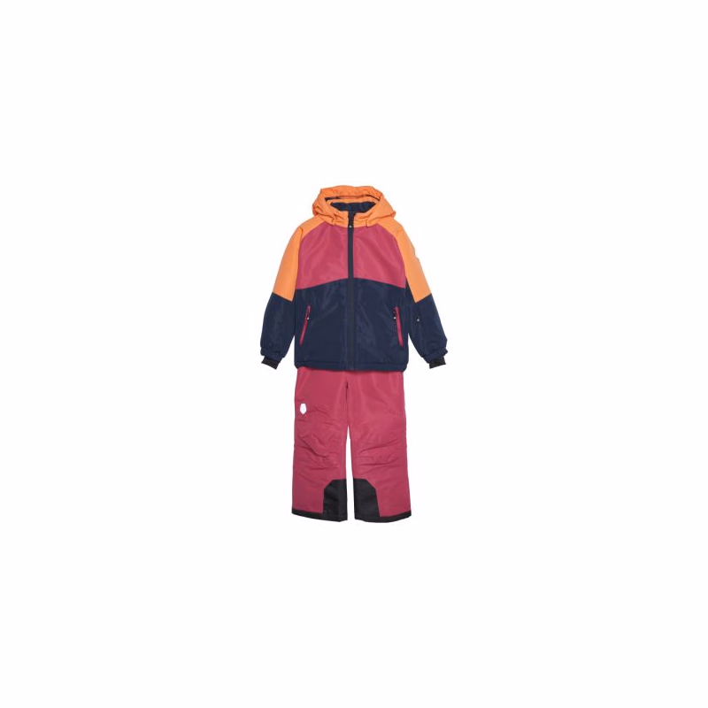 Dievčenský set lyžiarskej bundy s nohavicami COLOR KIDS Ski Set - Colorblock, vivacious