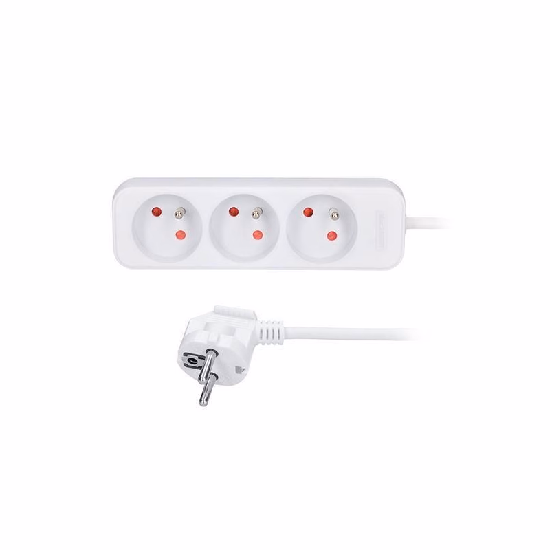 Solight predlžovací prívod 3m, 3 zásuvky, 16A/3680W, PVC, biely