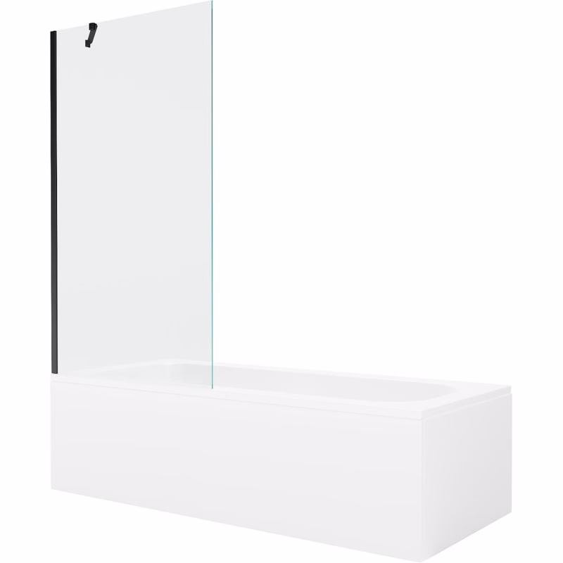 MEXEN/S - Vega obdĺžniková vaňa 160 x 70 cm s panelom + vaňová zástena 90, transparent, čierna 550116070X9509000070