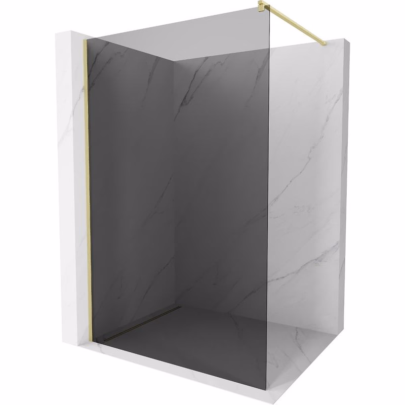 MEXEN/S - Kioto Sprchová zástena WALK-IN 80 x 200, grafit 8 mm, zlatá kartáčovaná 800-080-101-55-40
