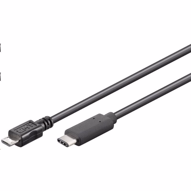 PremiumCord Kábel USB 3.1 konektor C/male - USB 2.0 Micro-B/male, čierny, 0, 6m
