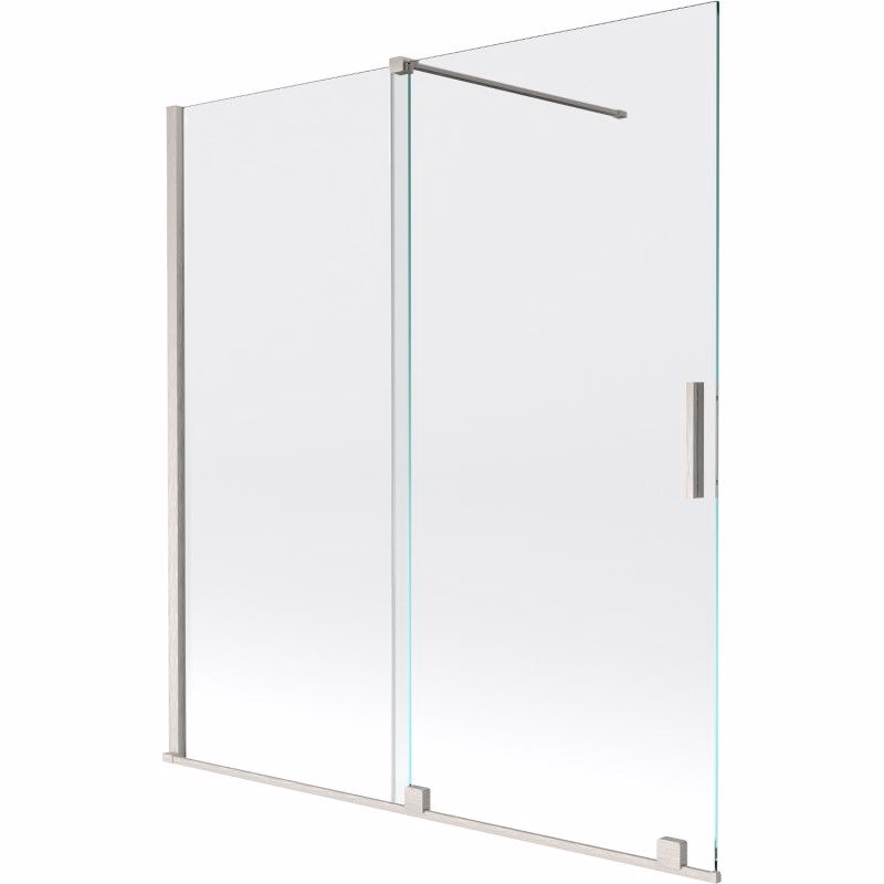 MEXEN/S - Velár dvojkrídlová posuvná vaňová zástena 150 x 150, transparent, nikel kartáčovaný 896-150-000-01-97