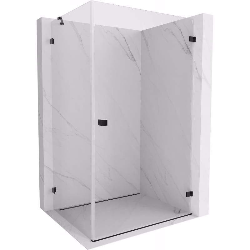 MEXEN/S - Lunar-B L sprchový kút dvere krídlové pravá 100 x 80, transparent, čierna 832L-100-080-70-00-P