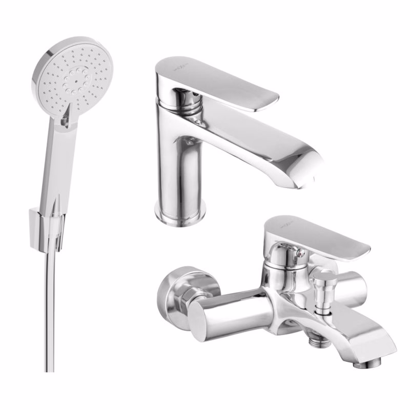 MEXEN/S - Pecos R40 Set umývadlové a vaňové batérie s príslušenstvom, chróm 72703R40-00