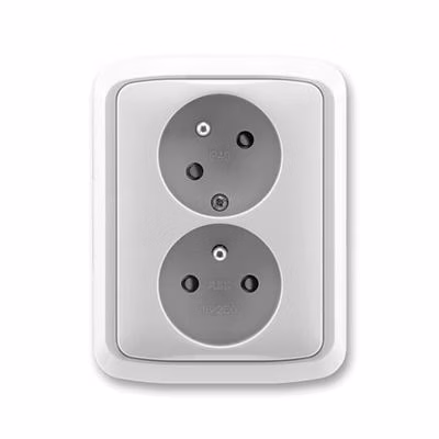 Dvojzásuvka 2P+T/16A/250V clonky (45°) (PS) IP40 sivá Tango (ABB)