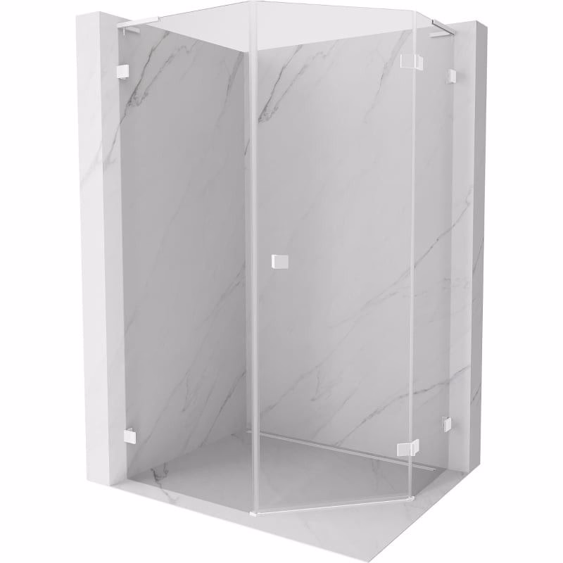 MEXEN/S - Lunar L sprchový kút päťboký krídlový pravá 80 x 90, transparent, biela 831L-080P-090L-20-00-P