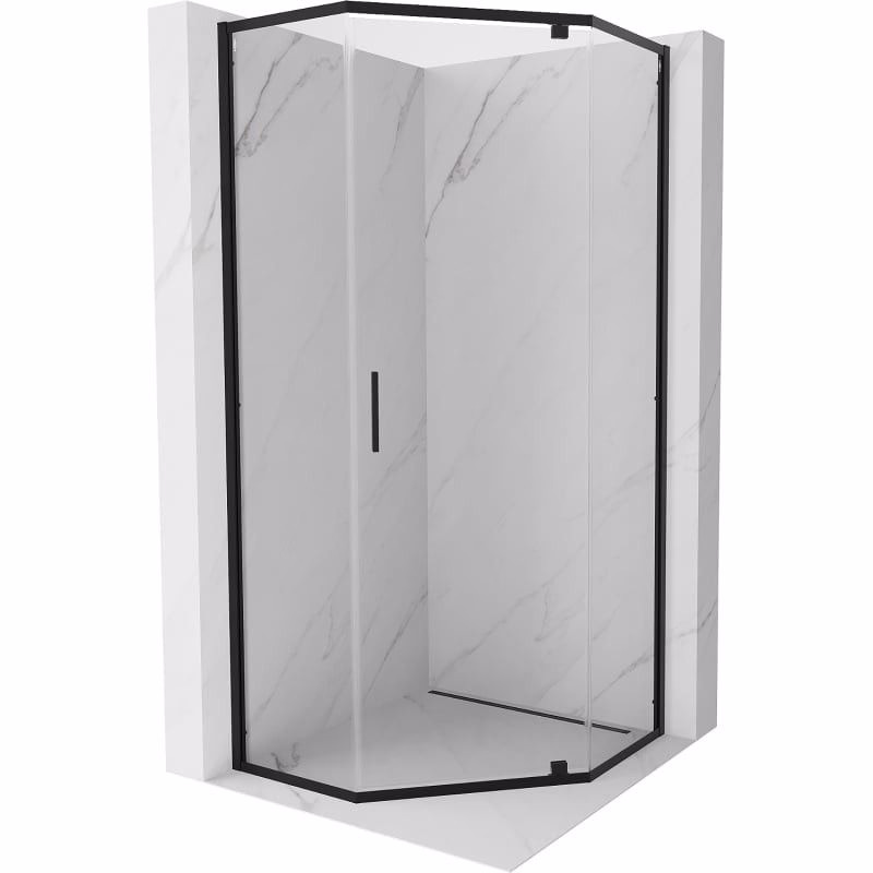 MEXEN - Exo sprchovací kút päťboký krídlový 90 x 90, transparent, čierna 812-090-090-70-00