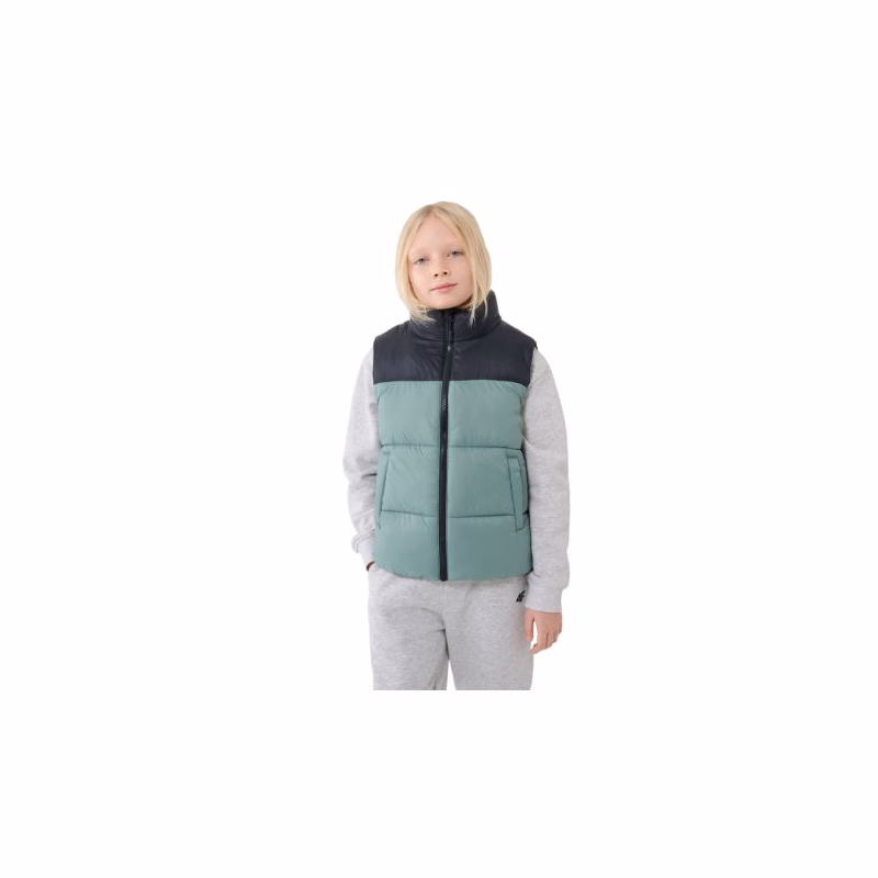 Chlapčenská vesta 4F JUNIOR VEST JACKET-JWSS25TVJAM208-41S-GREEN