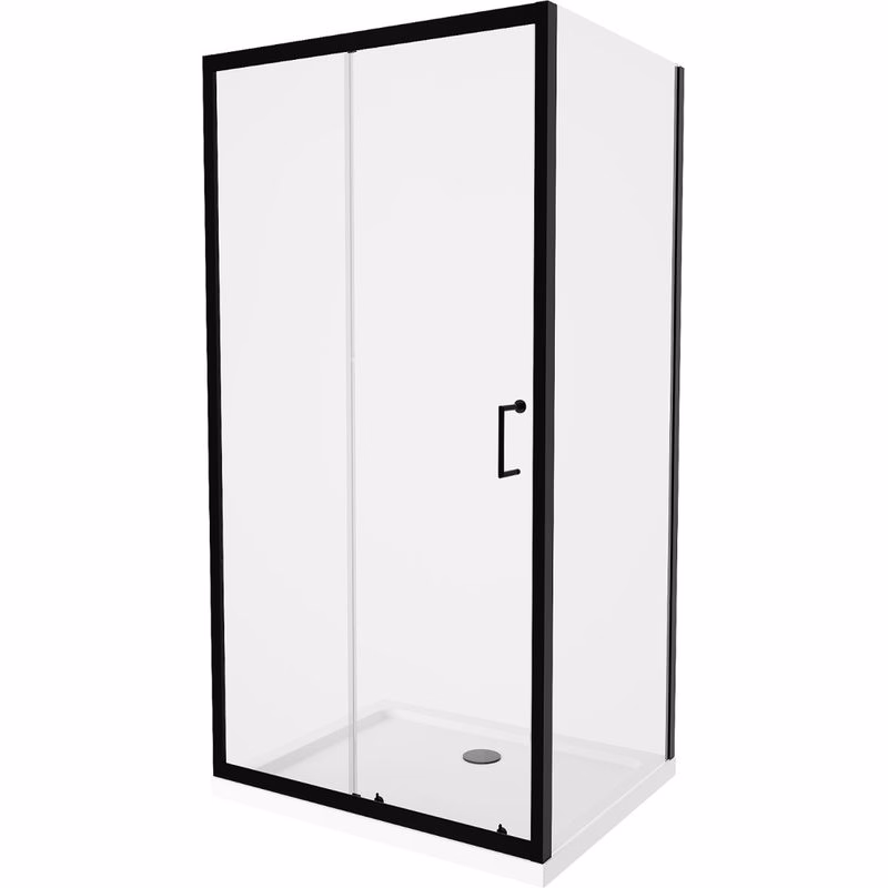 MEXEN/S - Apia Sprchovací kút 90x70, transparent, čierna + vanička so sifónom 840-090-070-70-00-4010B