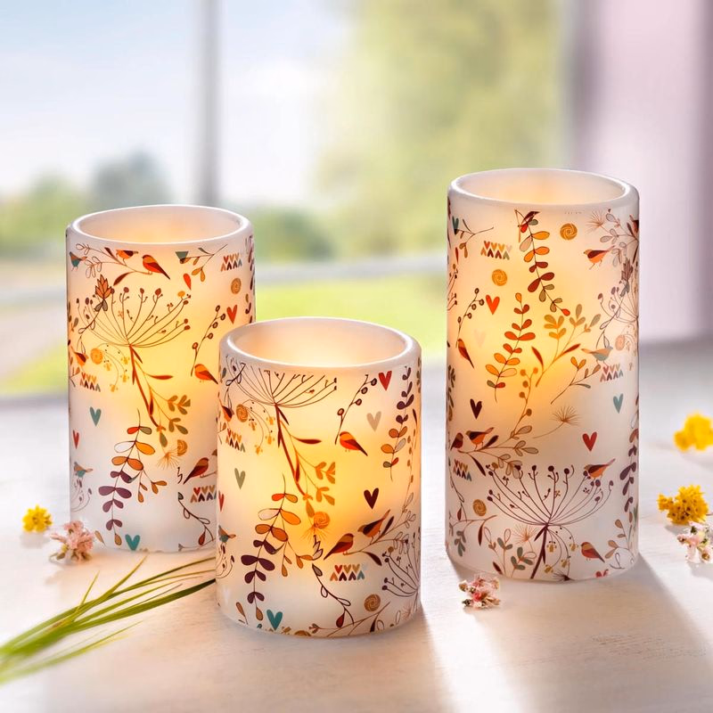 LED sviečky Dandelion, sada 3 ks