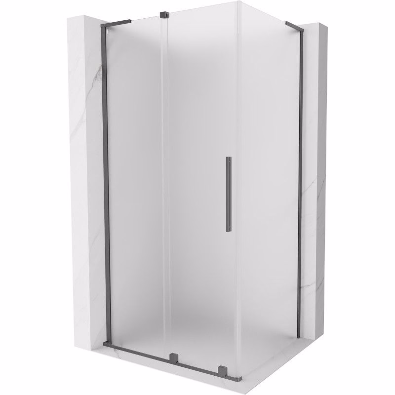 MEXEN/S - Velar L sprchovací kút, posuvné dvere 120 x 110, dekor, grafit metal 871-120-110-33-95