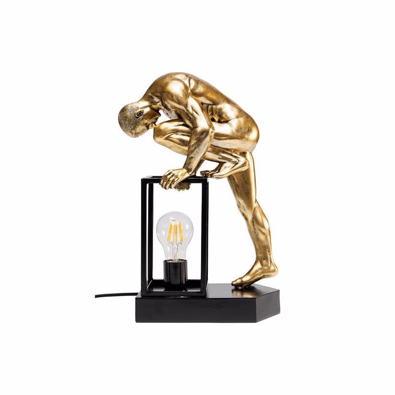 Nude Man Stretching stolová lampa zlato-čierna